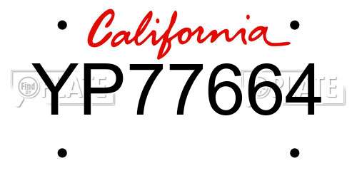 YP77664 California License Plate