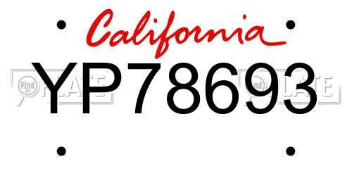 YP78693 California License Plate