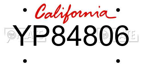 YP84806 California License Plate
