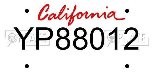 YP88012 California License Plate