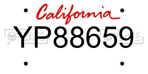 YP88659 California License Plate