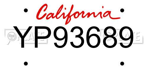 YP93689 California License Plate