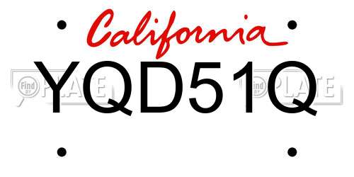 YQD51Q California License Plate