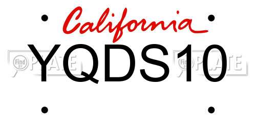 YQDS10 California License Plate