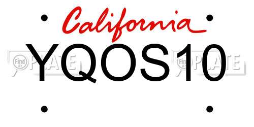 YQOS10 California License Plate