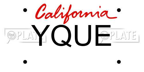 YQUE California License Plate