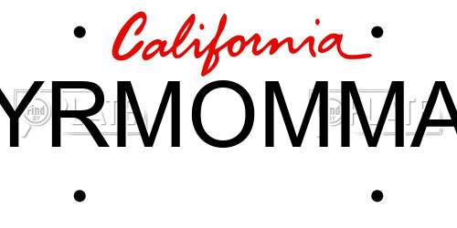 YRMOMMA California License Plate
