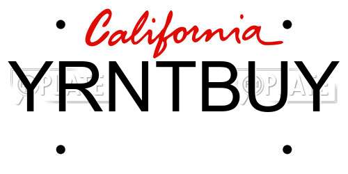 YRNTBUY California License Plate