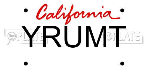 YRUMT California License Plate