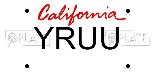 YRUU California License Plate