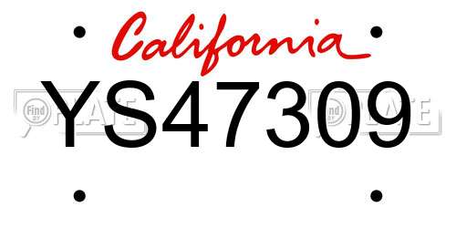 YS47309 California License Plate
