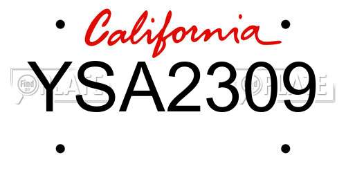 YSA2309 California License Plate