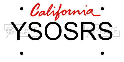 YSOSRS California License Plate