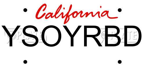 YSOYRBD California License Plate