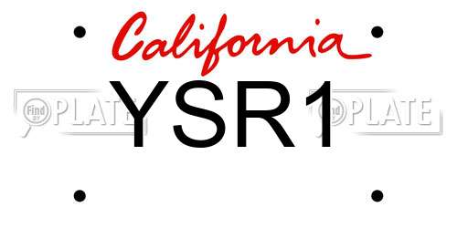 YSR1 California License Plate