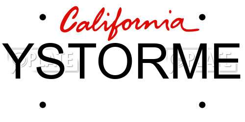 YSTORME California License Plate