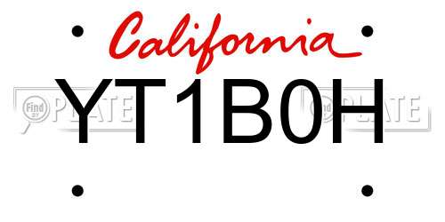 YT1B0H California License Plate
