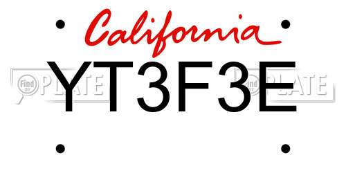YT3F3E California License Plate