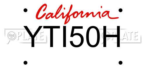 YTI50H California License Plate