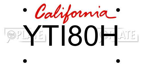 YTI80H California License Plate