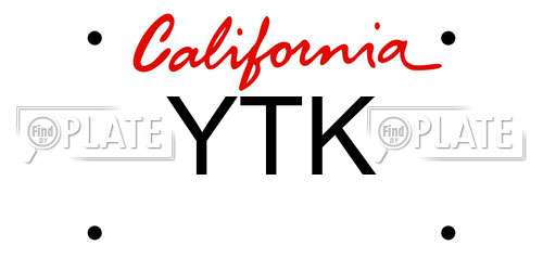 YTK California License Plate