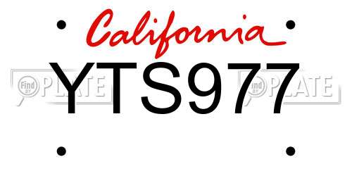 YTS977 California License Plate