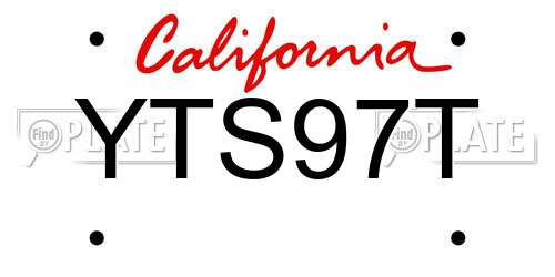 YTS97T California License Plate