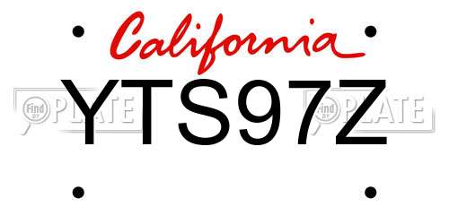 YTS97Z California License Plate