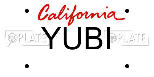 YUBI California License Plate