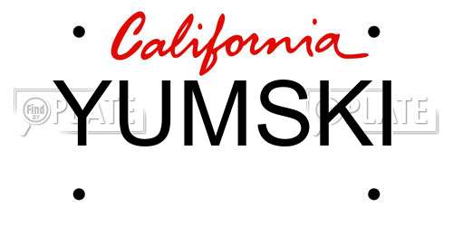 YUMSKI California License Plate