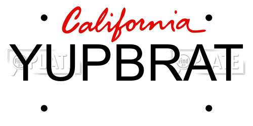YUPBRAT California License Plate