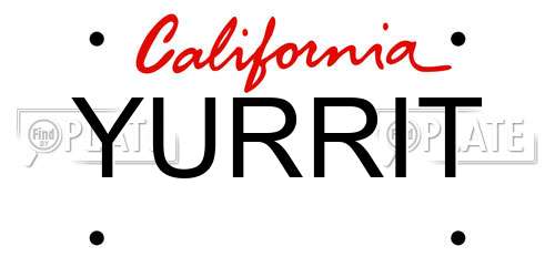 YURRIT California License Plate