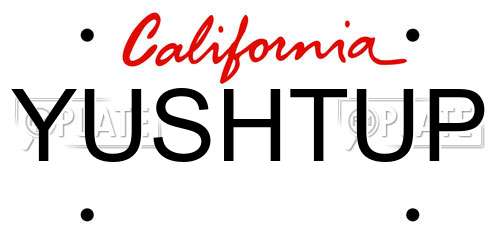 YUSHTUP California License Plate