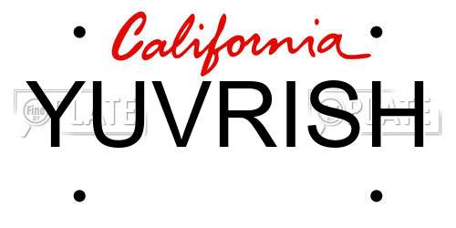 YUVRISH California License Plate