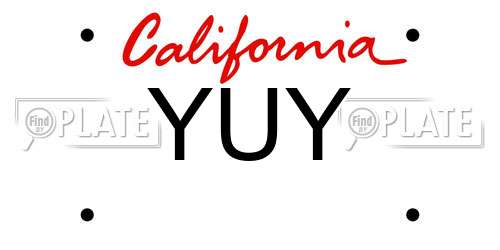 YUY California License Plate