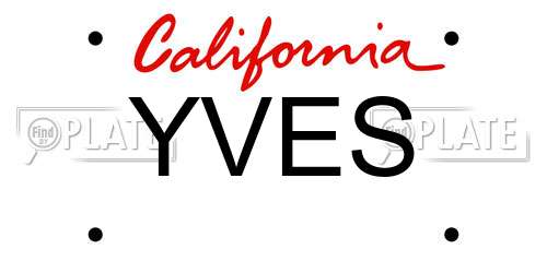 YVES California License Plate