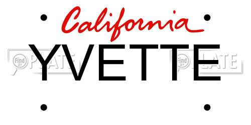 YVETTE California License Plate