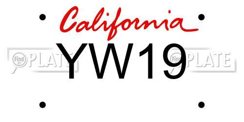 YW19 California License Plate