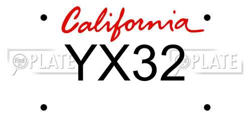 YX32 California License Plate