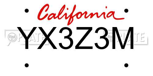 YX3Z3M California License Plate
