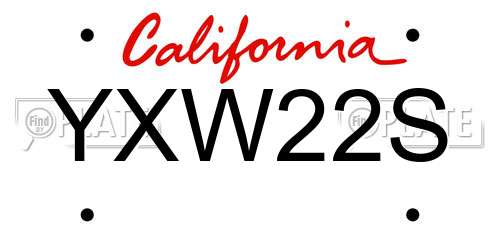 YXW22S California License Plate