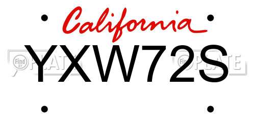 YXW72S California License Plate