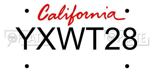 YXWT28 California License Plate