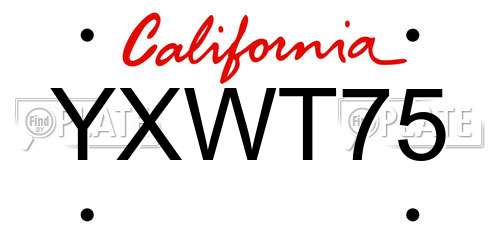 YXWT75 California License Plate
