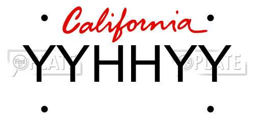 YYHHYY California License Plate