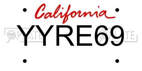 YYRE69 California License Plate