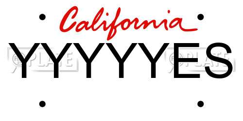 YYYYYES California License Plate