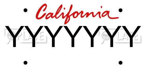 YYYYYYY California License Plate