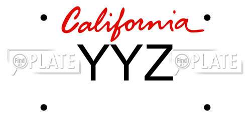 YYZ California License Plate