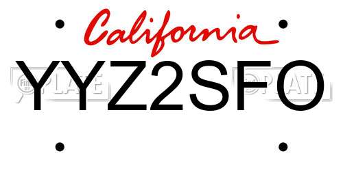 YYZ2SFO California License Plate